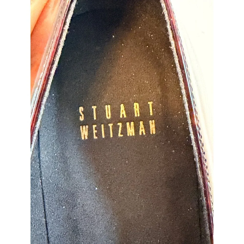 Stuart Weitzman Nusimple Cognac Tartaruga Patent Leather Wedge Shoes 7M With Box - Picture 3 of 16
